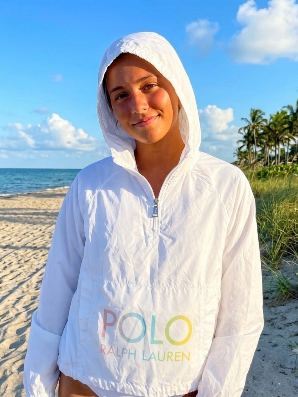 Polo Ralph Lauren White Oversized Thin Windbreaker Pullover NWOT Size L 12-14 - Picture 2 of 13